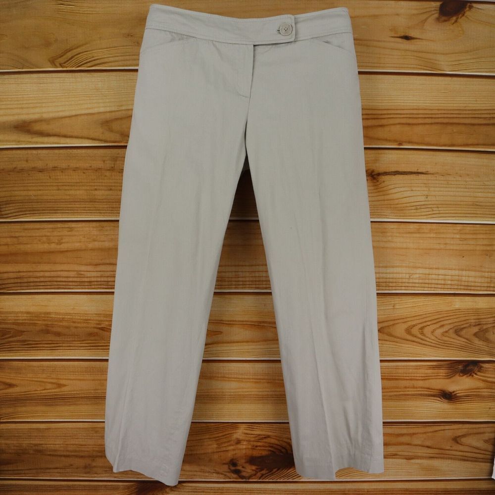 Willi Smith Chino Pants Womens Sz 12 Beige Cotton Pockets Mid‎ Rise Straight Leg